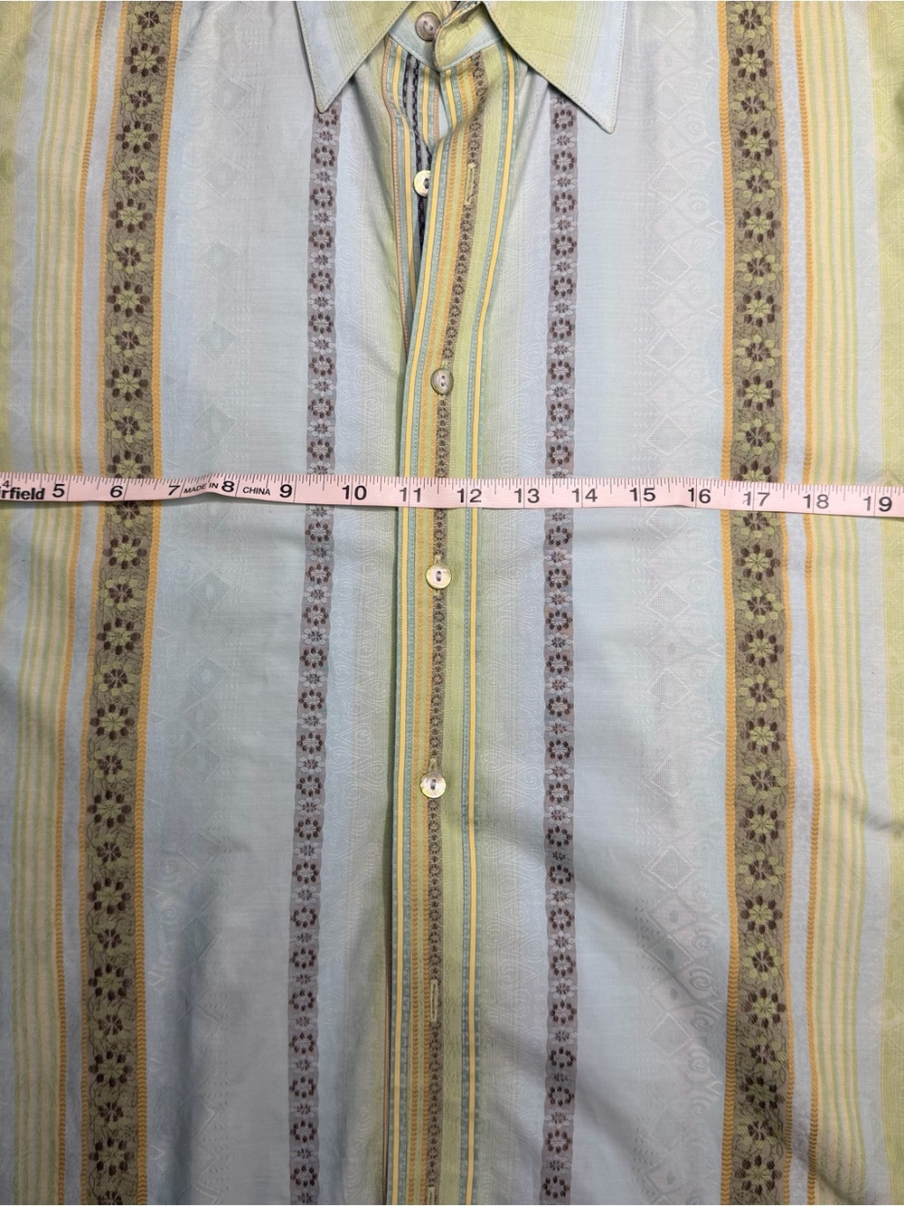 Robert Graham Pale Green and Cream Striped Button-Down Shirt L - Picture 10 of 14